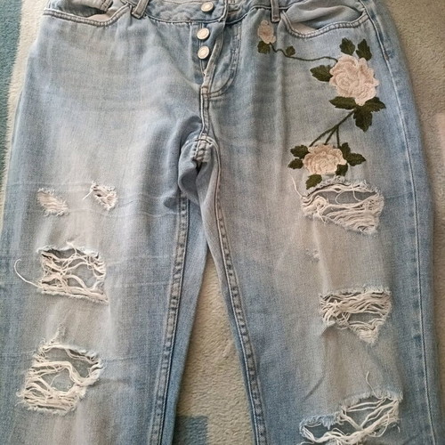 Women's jeans used with floral design, size 42, blue