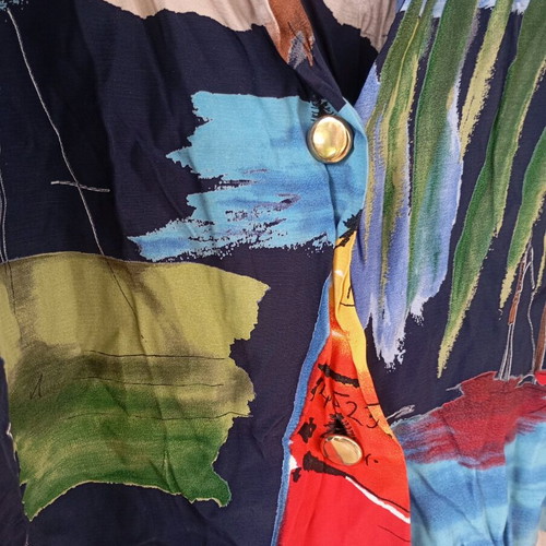 Vintage 80s Hawaiian style oversized shirt like new, blue multicolor