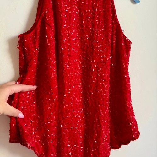 Raxevsky Exclusive Vintage Red Beaded Sequin Halter Top Size S like new