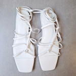Mango white genuine leather strappy sandals size 38
