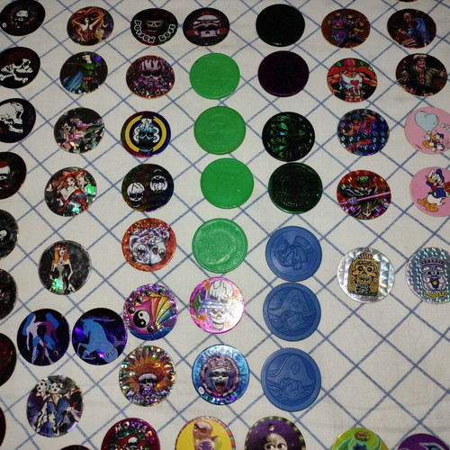 Tazos Poison Zodiac Joker and Various Thick Plastic Glittering