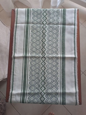 Traditional handmade woven table linen used, embroidered, 83.5x40.5 cm