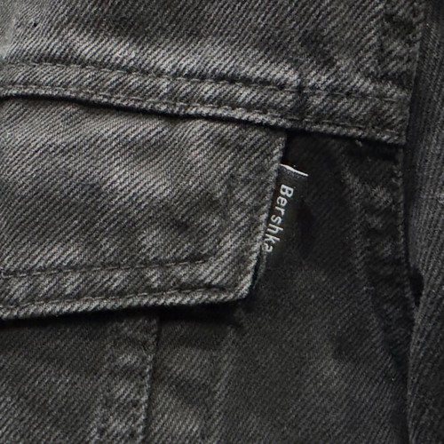 Bershka Black Denim Jacket with Teddy Lining Used