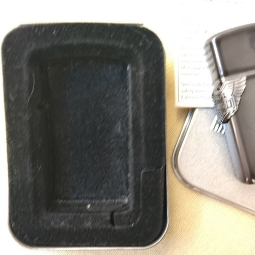 Zippo Slim Midnight Chrome Harley-Davidson Wing lighter mint condition