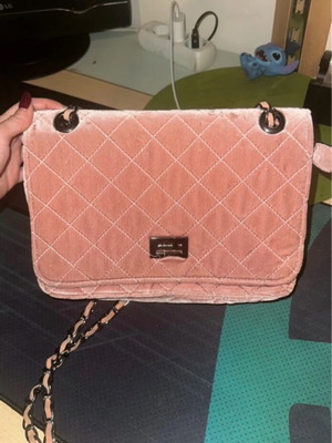 Velvet bag used, pink, in good condition