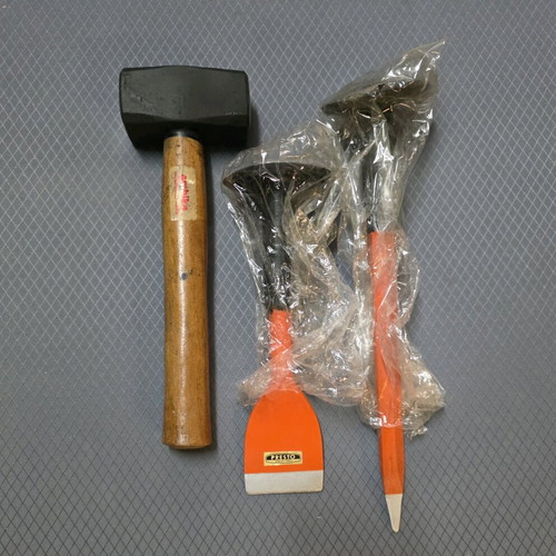 Tool set new with chisel, hammer and needle