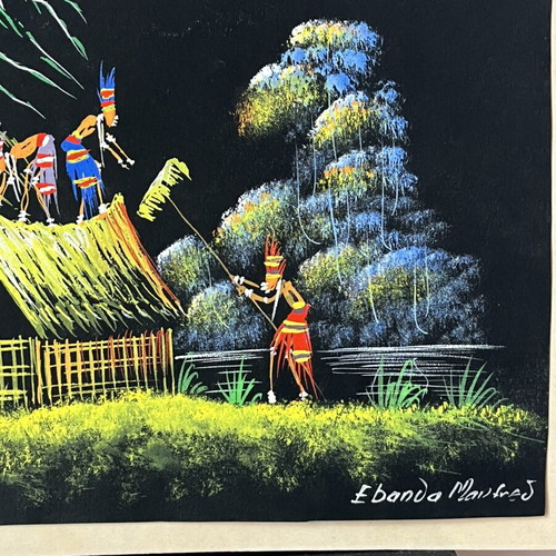 Authentic Vintage African Folk Art Painting 1960-1975