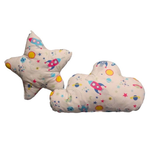 Set of 2 cloud and star pillows with space theme made to order