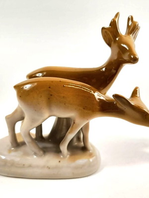 Vintage porcelain decorative deer couple Mid-Century like new