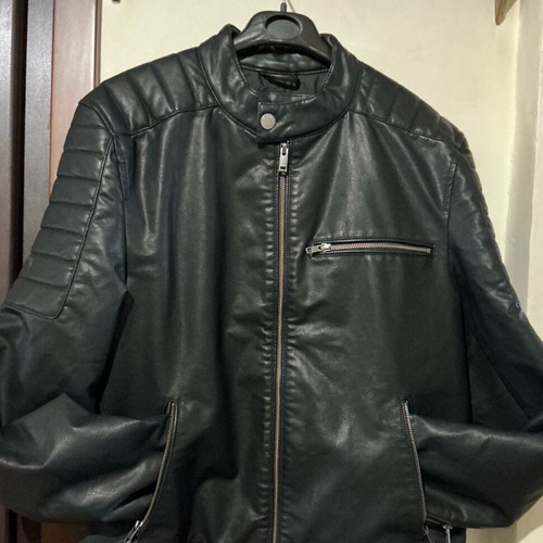 Biker jacket men synthetic leather Mavi like new, size L, black