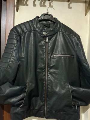 Biker jacket men synthetic leather Mavi like new, size L, black