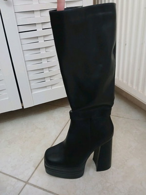 Parex black boots with heel new, leather women's