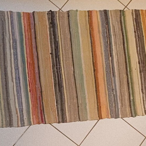Traditional handmade woven rag rug like new 270x70cm