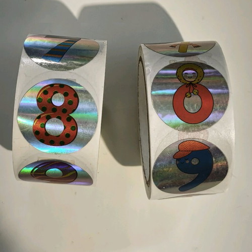Sticker rolls with vehicles and holographic numbers, new, 4 pieces