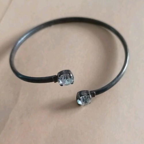 Silver handcuff bracelet new with two stones
