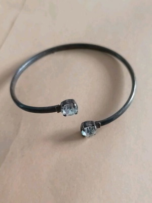 Silver handcuff bracelet new with two stones