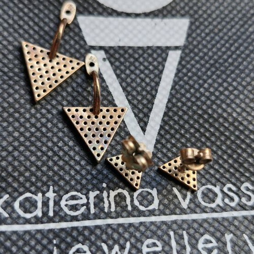 Katerina Vassou earrings silver 925 with black crystals used