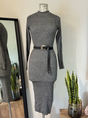Bershka knit midi dress grey size M like new