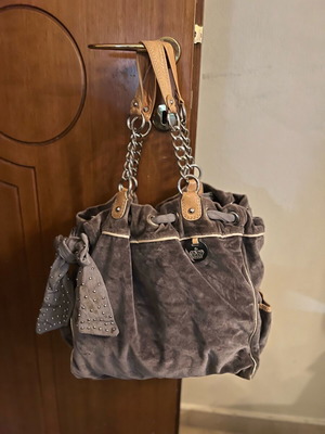 Juicy Couture vintage velvet shoulder bag beige brown like new