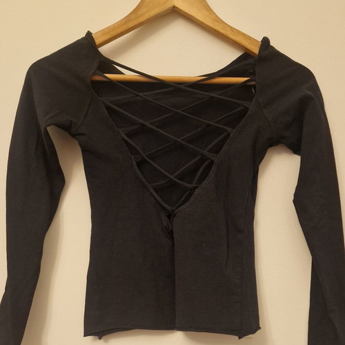 Top backless with design, black, size XS-S, like new