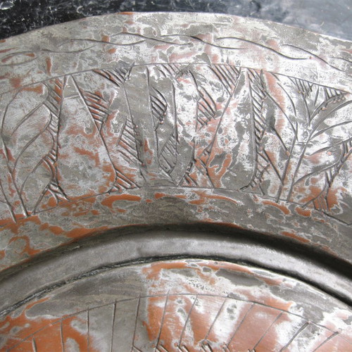 Copper plate used antique with rich folk decoration