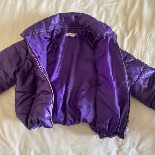 Haan purple cropped puffer jacket like new, size L
