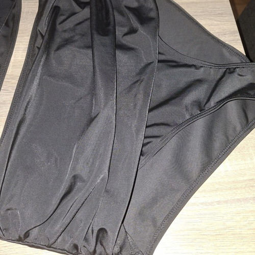 Bikini set black size XL new, draped waist, full back coverage