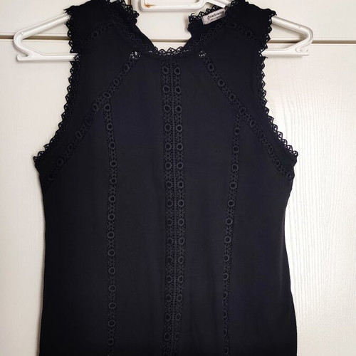 Stradivarius black summer top size Small like new with lace circles