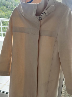 Katia G. Italia coat like new, ivory with high collar and metal buckle