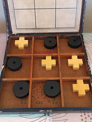 Wooden tic-tac-toe decorative handmade used