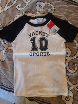 H&M sleeveless shirt, white and black, size 146-152 cm, ages 6-7
