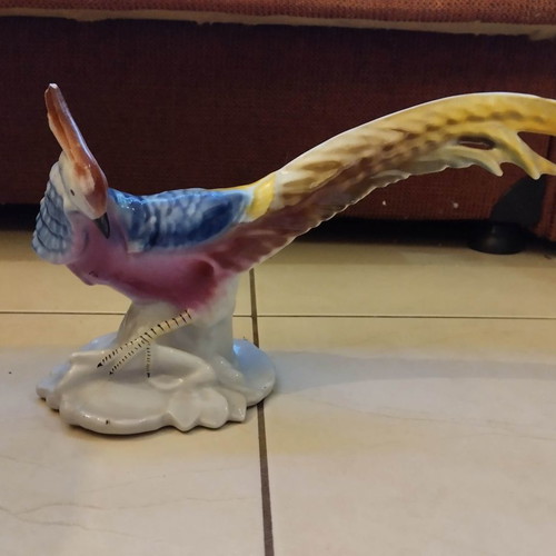 Porcelain paradise bird used, antique from the 60s