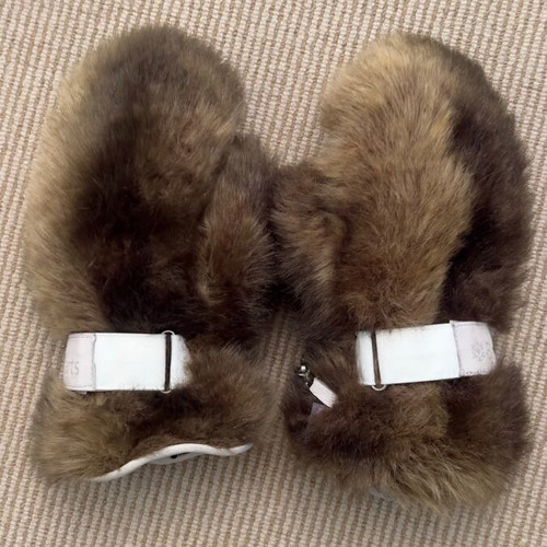 BARTS gloves with eco fur and leather S/M like new, brown
