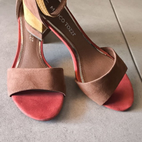 Marco Tozzi suede sandals size 37 like new, comfortable 6cm heel