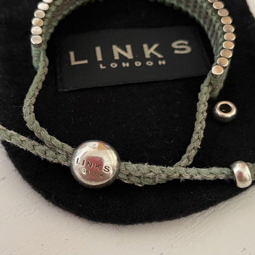 Links Of London friendship bracelet used, green and silver