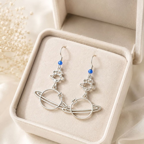 Saturn Magic Handmade Earrings with Customizable Bead Color