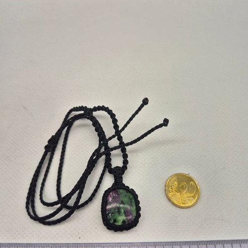Ruby Zoisite Crystal Macrame Necklace new