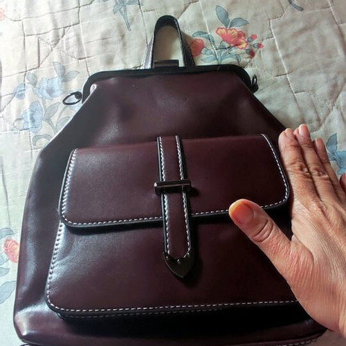 Burgundy backpack bag used, medium to small size