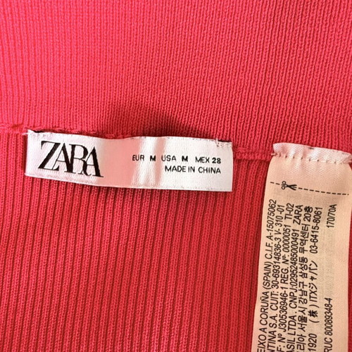 Zara midi skirt ripped fuchsia size L like new