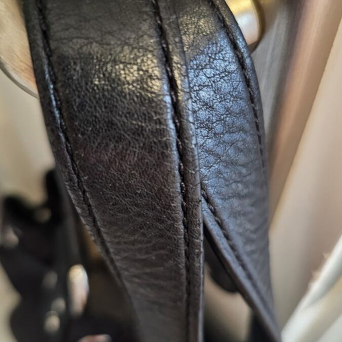 Oroton shoulder bag used, fabric with leather handles black