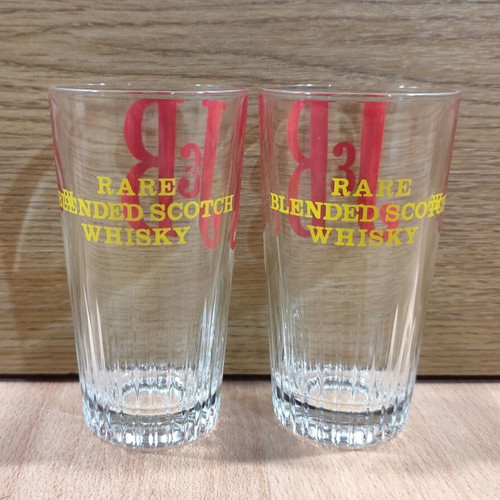 J&B Scotch Whisky set of two old promotional glasses like new