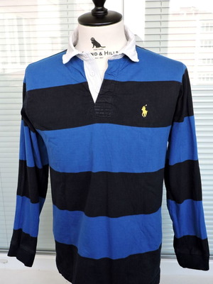 Ralph Lauren men's rugby polo long sleeve shirt used, size M/S, blue