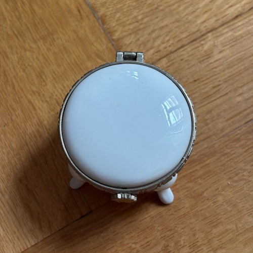 Limoges porcelain box new with silver-plated trim