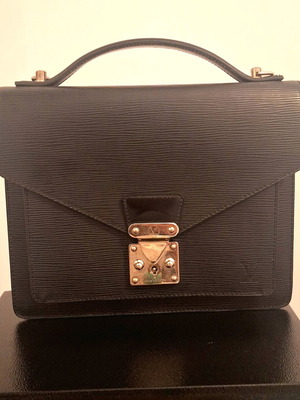 Louis Vuitton Monceau shoulder handbag used, black with silver accents