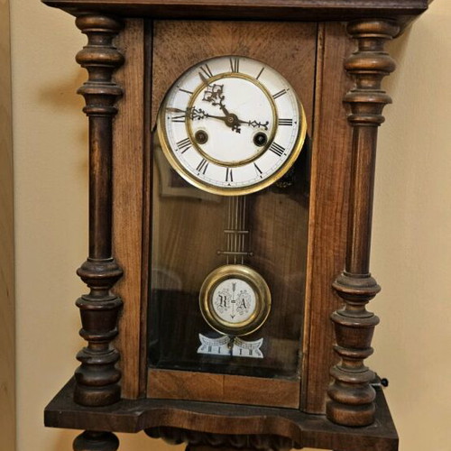 Antique German Wall Clock with Pendulum used