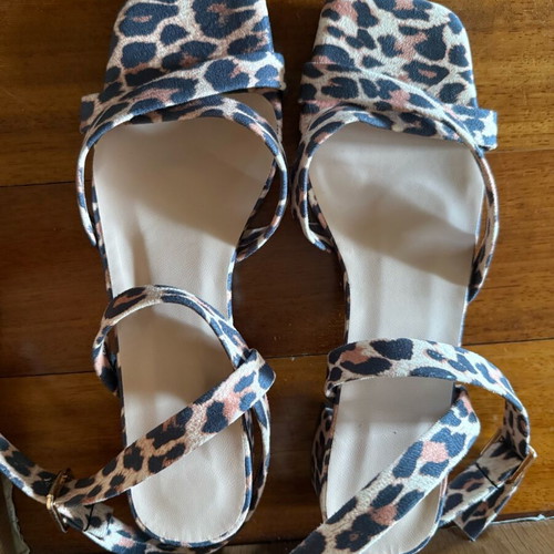 Leopard print sandals new, beige and brown, sizes 38.5-39