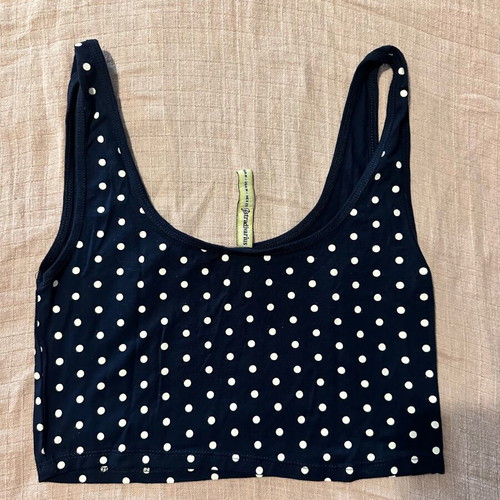 Stradivarius polka dot crop top, blue and white, size M