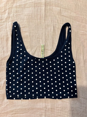 Stradivarius polka dot crop top, blue and white, size M