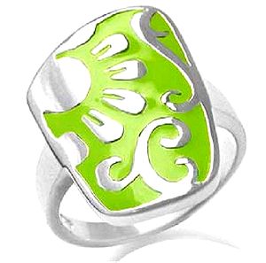 Fashion 925 ασημενιο δαχτυλιδι με πρασινο σμαλτο.^2