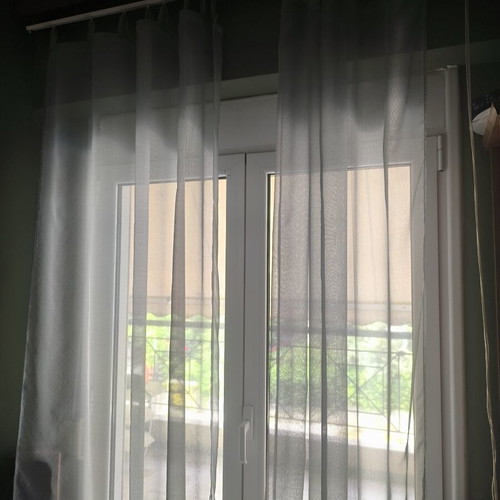 Turquoise curtain set like new, two pieces